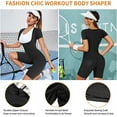 thumbnail image 3 of Sauna Suit for Women Sweat Vest Waist Trainer 3 in 1 Slimming Full Body Shaper Workout Top with Sleeve Shorts, 3 of 9