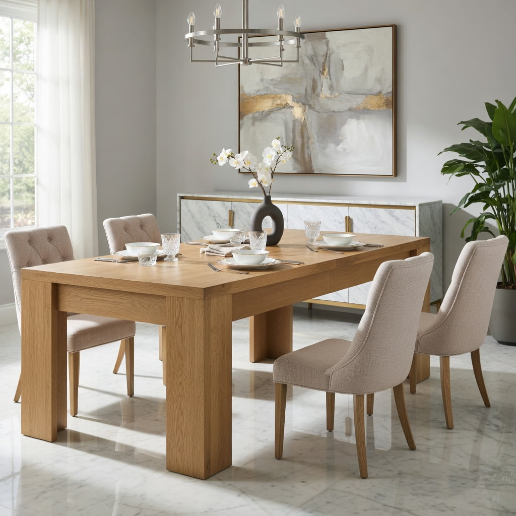 Hommoo 78.7 Inch Farmhouse Dining Table for 6–10 People, Rectangular Kitchen Table, Scratch-Resistant MDF Surface, Easy Assembly, Brown