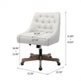 thumbnail image 4 of Tufted Linen Upholstered Swivel Task Chair with Wood Base and Wheels, Height Adjustable Leisure Shell Vanity Chair, Swivel Office Chair with Curved Backrest, Suitable for Bedroom Living Room, Beige, 4 of 7