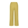 thumbnail image 4 of Timegard Womens Cotton Linen Pants Elastic Waist Wide Leg Solid Color Trend Lounge Pants with Pockets, 4 of 7
