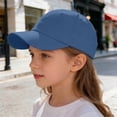 thumbnail image 2 of Oiyii Girls Solid Baseball Caps Solid Color Casual Baseball Hats Turcker Caps, Blue, 2 of 4