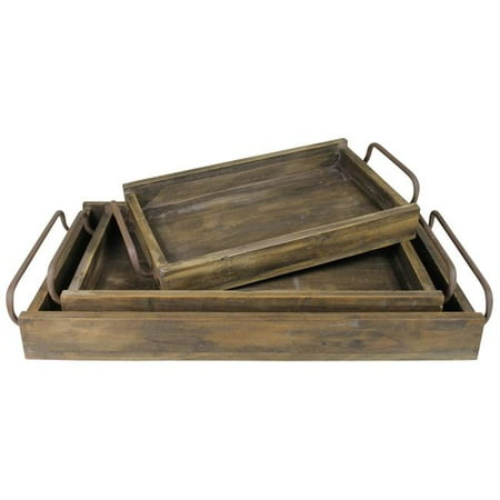 

HomeRoots 397888 3 x 16.5 x 27 in. Dark Brown Wooden Trays