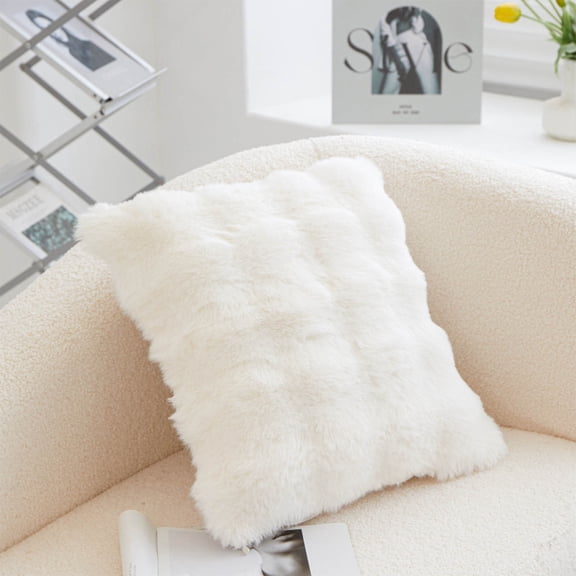 Euahivb Faux Fur Bubble Plush Throw Pillow Soft Cushion for Couch Sofa Living Room Bedroom Modern Decorative Accent