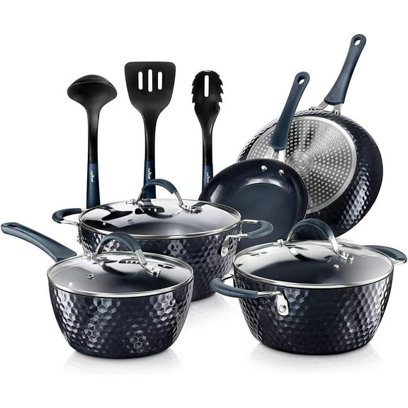 Ceramic Cooking Kitchen Cookware Pots and Pan Set with Lids and Utensils, 11 Piece Set
