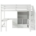 thumbnail image 6 of Euroco Full Size Pine Wood Loft Bed with Desk and Cabinets for Kids Room, Storage Staircase Shelf, White, 6 of 12