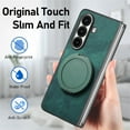thumbnail image 6 of ELEHOLD Case for Samsung Galaxy Z Fold 4, Shockproof Leather Phone Case with Ring Stand, Raised Edge Protection and Car Mount Compatibility,Green, 6 of 11
