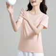 thumbnail image 4 of Youyipin Womens Tops Women's Lightweight And Soft Bamboo Viscose T-Shirt Curved Hem Crew Neck Smooth Trendy Sleep Lounge Summer Tops For Women, 4 of 9
