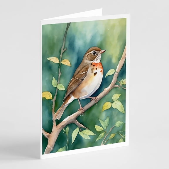 Carolines Treasures DAC7486GCA7P 5 x 7 in. Vermont Hermit Thrush Greeting Cards - Pack of 8