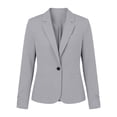 thumbnail image 4 of Fashion Slim Fit Women Solid Color Long Sleeve Button Lapel Blazer Jacket Casual Suit Outer Coat S-XXL Gray, 4 of 8