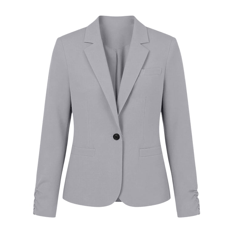 ladies grey dress jacket Hueook Women Blazer Lightweight Ladies Casual Suit Jacket Gray L