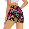 thumbnail image 3 of Fotbe Colorful Floral Embroidery Mexican Womens High Waist Running Shorts Athletic Workout Quick Dry Shorts for Women with Pockets Gym Yoga Summer Shorts-Medium, 3 of 9