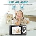 thumbnail image 3 of Digital Camera, Camera for Kids, UHD 4K 48MP Point and Shoot Digital Cameras with 64GB SD Card and 16X Digital Zoom Anti Shake, Compact Portable Small Gift for Boys Girls Students, Black, 3 of 8