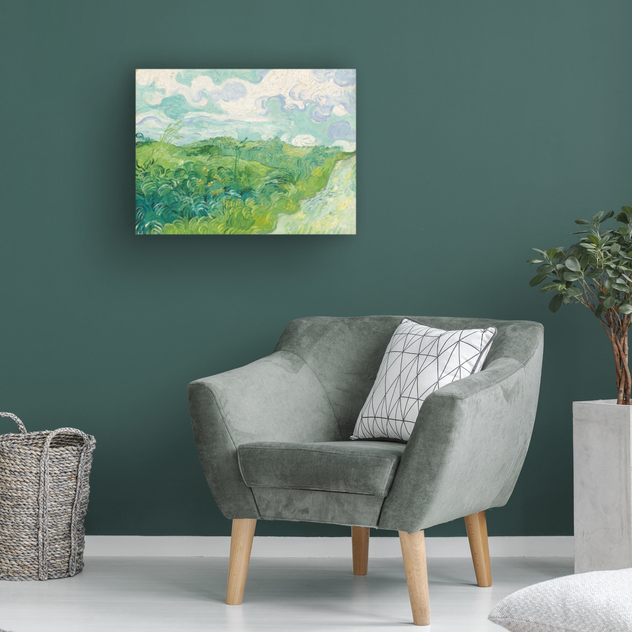 Canvas Wall Art - Masters Collection 'Green Wheat Fields Auvers Vincent Vn Gogh' Wall Art for Living Room, Bedroom, or Office Décor by Trademark Fine Art - 47 x 35 Inches