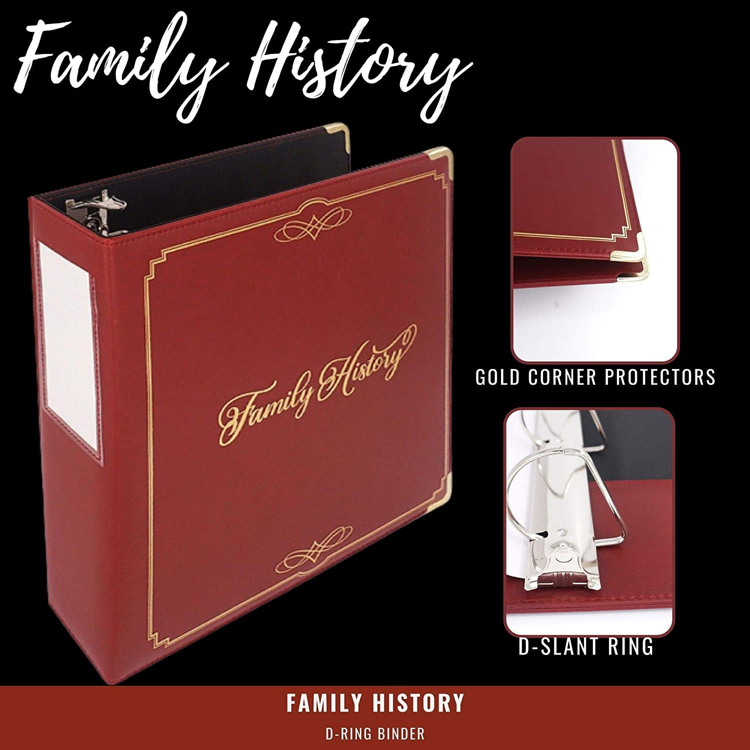 Buy Family History Binder, Burgundy Padded PVC Slant DRing, Genealogy
