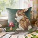thumbnail image 5 of CaiYueKe Easter Rabbit Floral Pillow Cover - Sofa Cushion Case Home Decor Throw Pillow for Living Room Couch Bedroom Outdoor Indoor Decorative Accent Spring Holiday Farmhouse Decor, 5 of 8