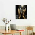 thumbnail image 2 of Nawypu  Black Gold African American Woman Canvas Wall Art,Set Golden Print Picture Mural Artwork, Modern Framed Poster Girl Bedroom Living Room Home Decoration Ready to Hang, 2 of 4