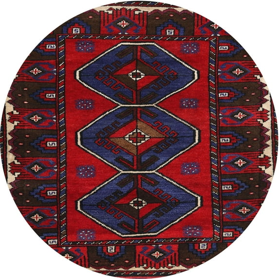 Ahgly Company Indoor Round Traditional Black Persian Area Rugs, 4' Round