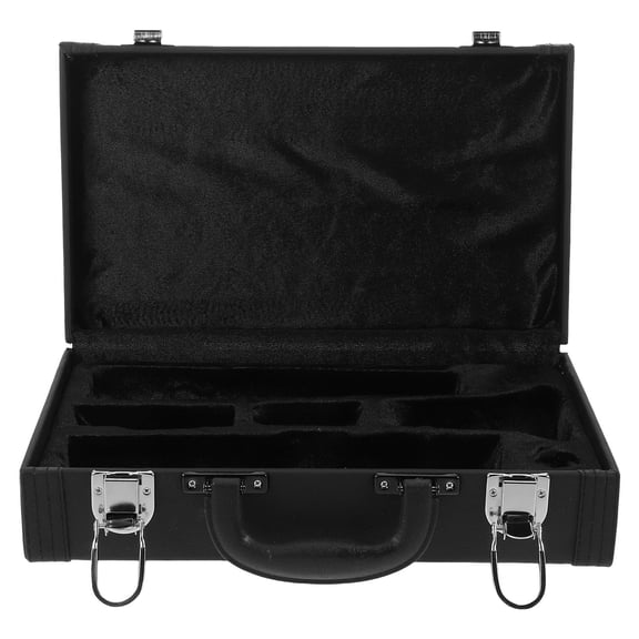 LOLIPPYY Clarinet Storage Case with Anti-Pressure Design, Black PU Material, Portable Box with Handle