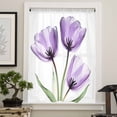 thumbnail image 4 of Purple Tulips Semi Sheer Curtains Drapes for Living Room,Bedroom,French Doors Window 108 Inches Long,Watercolor Floral Wildflower Green Plant Rod Pocket Chiffon Curtain Drapery Voile Draperies Panel, 4 of 6