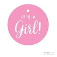 thumbnail image 2 of Bubblegum Pink It´s A Girl! Striped Circle Baby Shower Gift Tags, 24-Pack, 2 of 2