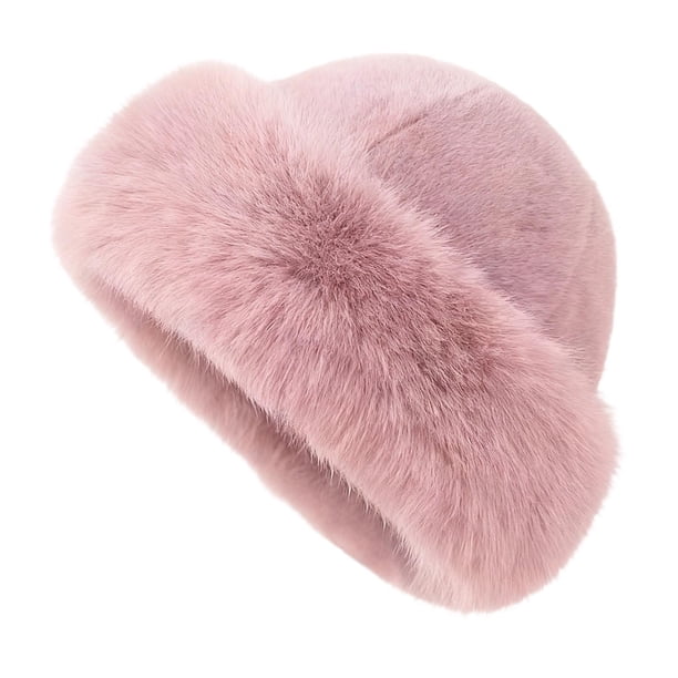 Gorro ruso para mujer, estilo pescador, de felpa, para invierno, para moto y nieve. Rosa