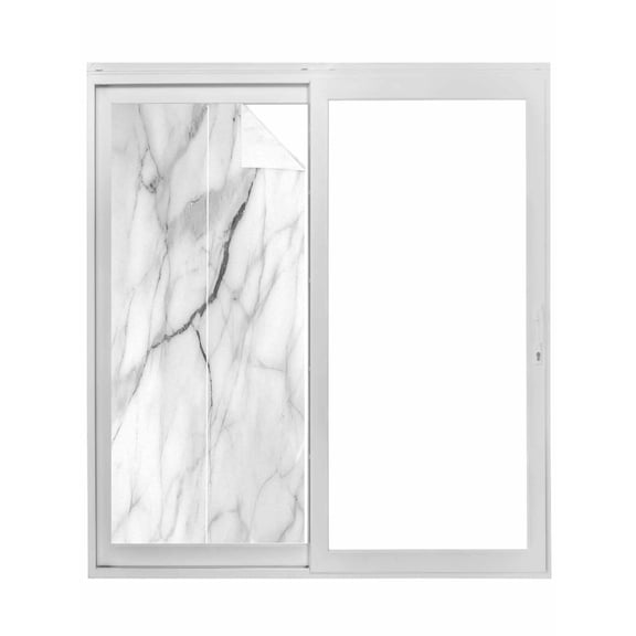 White Marble Window Privacy Film, Modern Geometric Abstract Minimalist Crack Static Cling UV Sun Blocking Tint Film Heat Control Windows Films for Bedroom Bathroom, Window Stickers 29.5"x78.7"