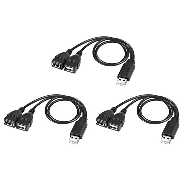 3X Cable Divisor USB, USB 2.0 Una Macho Una Doble USB Hembra Jack Y Cable Divisor del Cargador