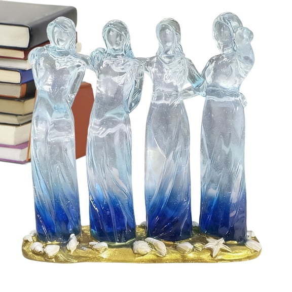 Sisters by My Side, Celebrates Friendships Four Sisters Sculpture, Resin Woman Decorative Statue, Christmas Home Decor Figures, Special Gifts to Reflect Between Female,Birthday Present (Four Sisters)