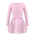 thumbnail image 2 of Moggemol 2Pcs Girls Ballet Dance Outfits Long Sleeve Gymnastics Leotard with Chiffon Tied Skirt Set Pink S, 2 of 7