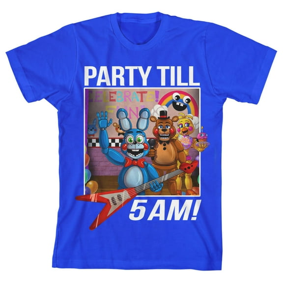 Five Nights at Freddy's Party Till 5 AM Boy's Royal Blue T-shirt-M