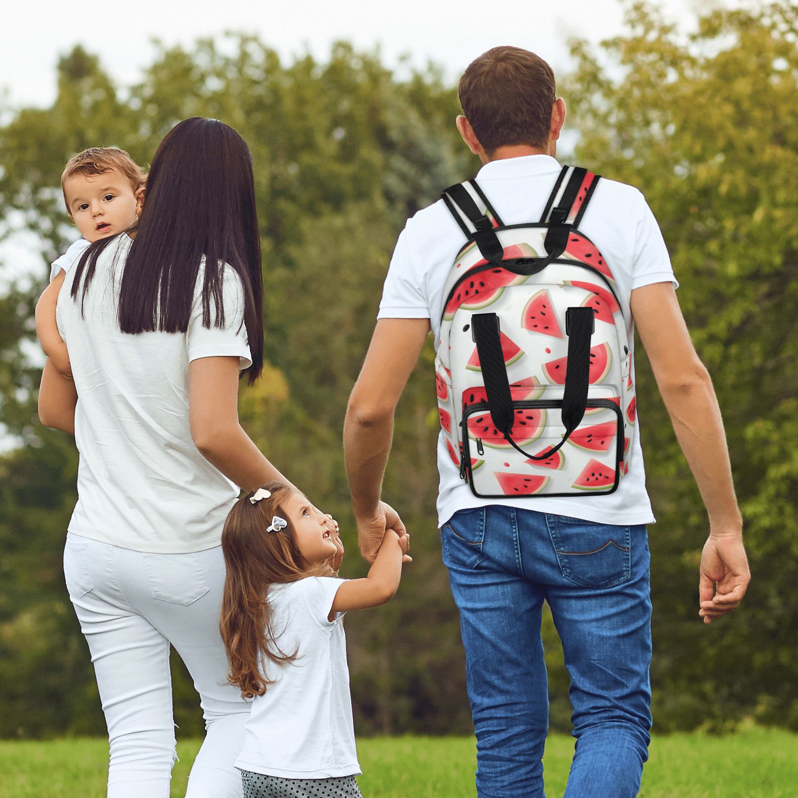 Sweet Watermelon Diaper Bag Backpack Baby Essentials Travel Tote Bag with Insulated Pockets Multi-functional Diaper Bags Organizer Bag for Women Men