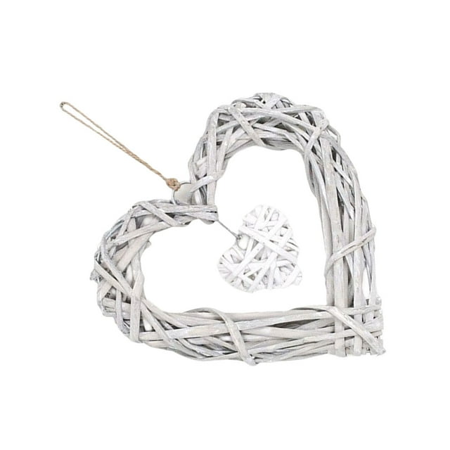 Wweixi Heart Shaped Wicker Wall Hanging Ornament Party Handmade Crafts Rattan Display Mold Decoration for Household Dormitory