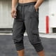 thumbnail image 1 of Ceisia Men's Solid Color Loose Cargo Capris with Elastic Drawstring Waist & Multi Pockets Gray XXXL Gifts, 1 of 7