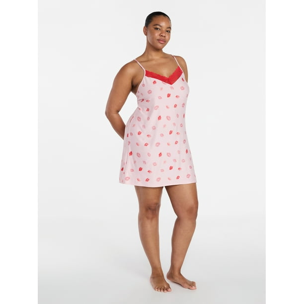 Joyspun Women's Dreamy Soft Collection Lace Front Knit Valentine's