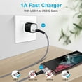 thumbnail image 5 of USB Charger Block,FiveBox 2pcs 1A USB Wall Charger Block with 2pcs Nylon Android Type C Charger Cable USB C Charging Cable 10ft USB Brick Phone Charger Adapter Charger Box Fast Charging Block,Black, 5 of 8