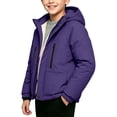 thumbnail image 2 of BXJX Boys Fleece Lined Jackets, Outdoor Zipper Waterproof Long Sleeve Winter Hooded Coats Purple Size 5-6 T, 2 of 5