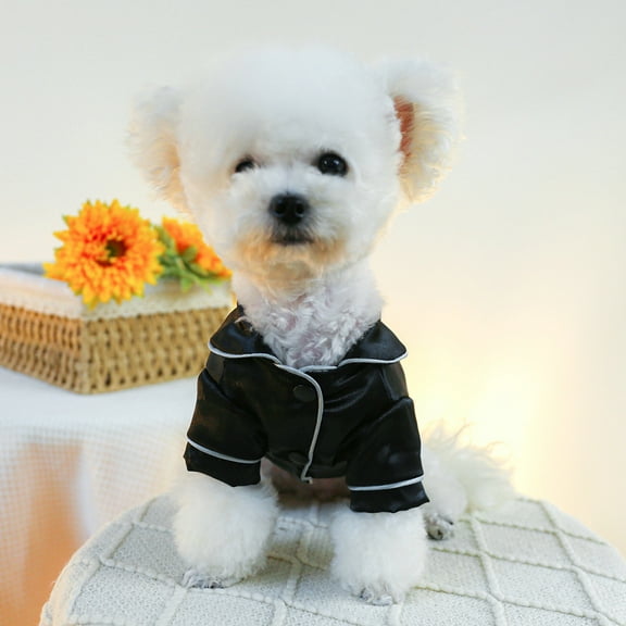 Silk Pet Sleepwear Lapel Loungewear Lightweight Breathable Two Legged Dog Cat Pajamas Shirt Apparel