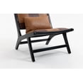 thumbnail image 5 of New Antique Brown PU Leather Boho Accent Chair – Mid Century Lounge Chair with Solid Wood Frame, for Living Room or Balcony, Indoor/Outdoor, 5 of 7