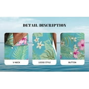 Aiyino Women's Hawaiian Floral Shirts Short Sleeve Button Down Tropical Holiday Summer Beach T-Shirt Tops,XXL Bird Green Leaf