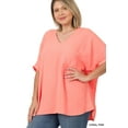 thumbnail image 2 of J. METHOD Women's Tunic Top - Woven Airflow V-neck Dolman Short Sleeve T Shirts with Chest Pocket, 2 of 2