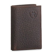 Ariat® Men's Embossed Shield Logo Brown Trifold Wallet A3547502