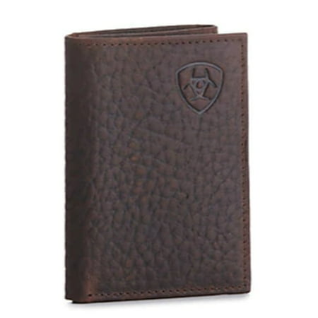 Ariat® Men's Embossed Shield Logo Brown Trifold Wallet A3547502