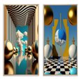 thumbnail image 2 of Designart "Infinity of Golden Spheres II" Modern Abstract Framed Wall Art Set Of 2 - Traditional Yellow Frame Gallery Set For Office Decor, 2 of 6