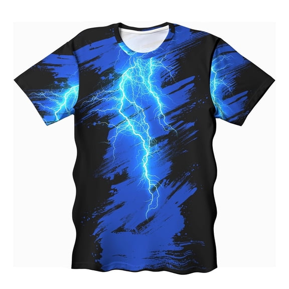 Lullu Boys Lightning Print Short Sleeve T Shirt Summer Casual Crewneck T-Shirt Tee Top