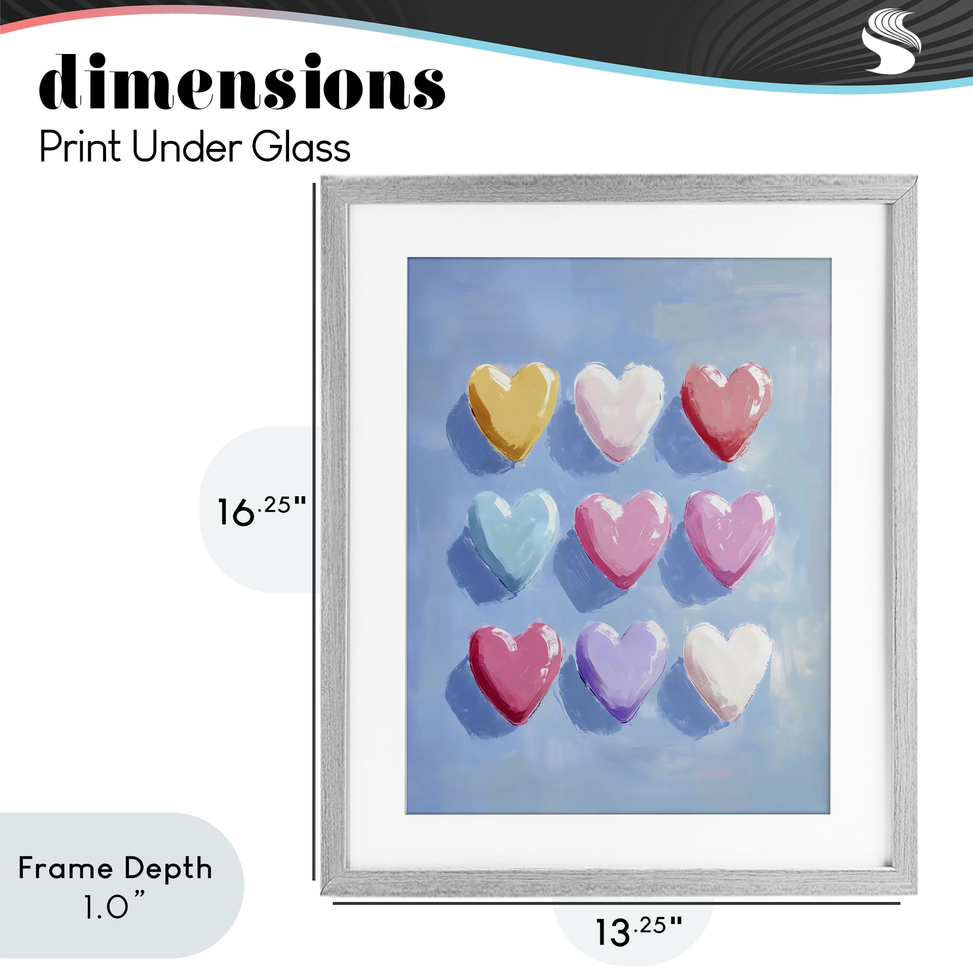 Stupell Industries Pastel Heart Grid Gray Framed Print Under Glass, design by The Prints Vibe