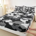thumbnail image 3 of jejeloiu Military Camo Pattern Full Size Sheets,White Gray Black Bed Sheets For Girls Women 4pcs, 3 of 7