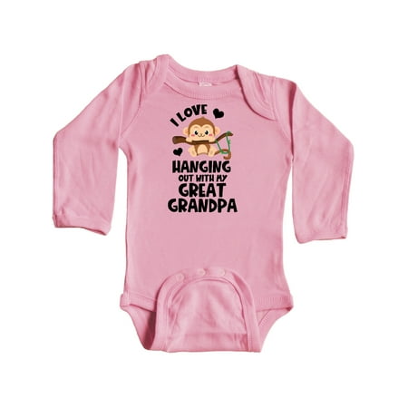 

Inktastic Monkey I Love Hanging out with My Great Grandpa Gift Baby Boy or Baby Girl Long Sleeve Bodysuit