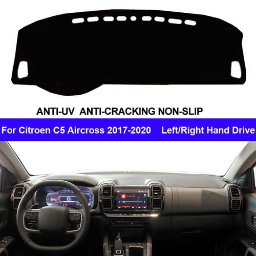 Leather Car Inner Dashboard Protects Cover Protector For Citroen C5 Aircross 2017 - 2020 Black