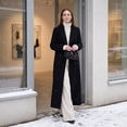 thumbnail image 7 of Rexolia Women's Wool Blend Coat Long Sleeve Notch Lapel Long Trench Fall Winter Office Black Women, 7 of 7