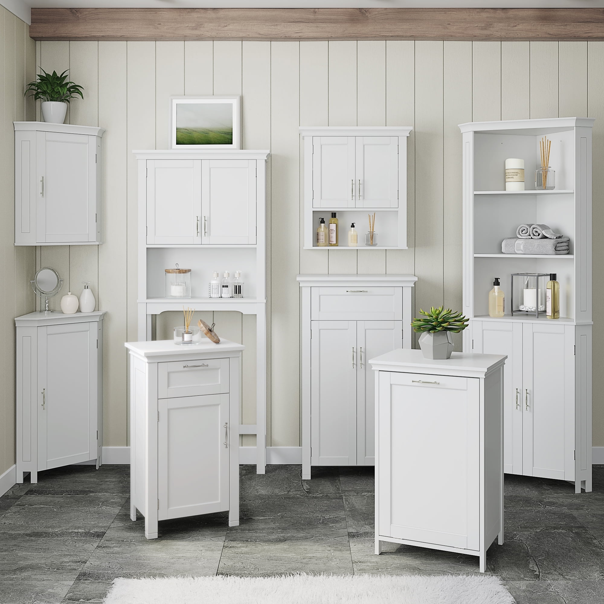 RiverRidge Somerset Corner Medicine Cabinet Wall Mount Bathroom Storage Organizer - White